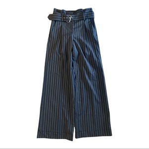Express Design Studio Black Pinstripe High Rise Swingy Wide Cuffed Leg Pants 2